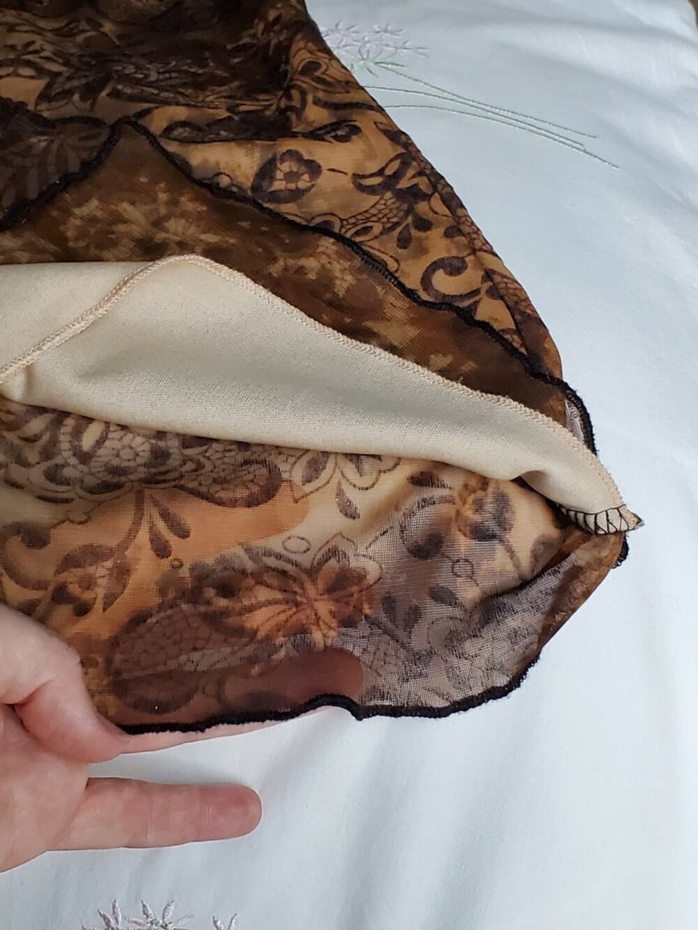 VTG Susan Lawrence Y2K Whimsigoth Sheer Mesh Floral Paisley Ruched Top M - Picture 4 of 14
